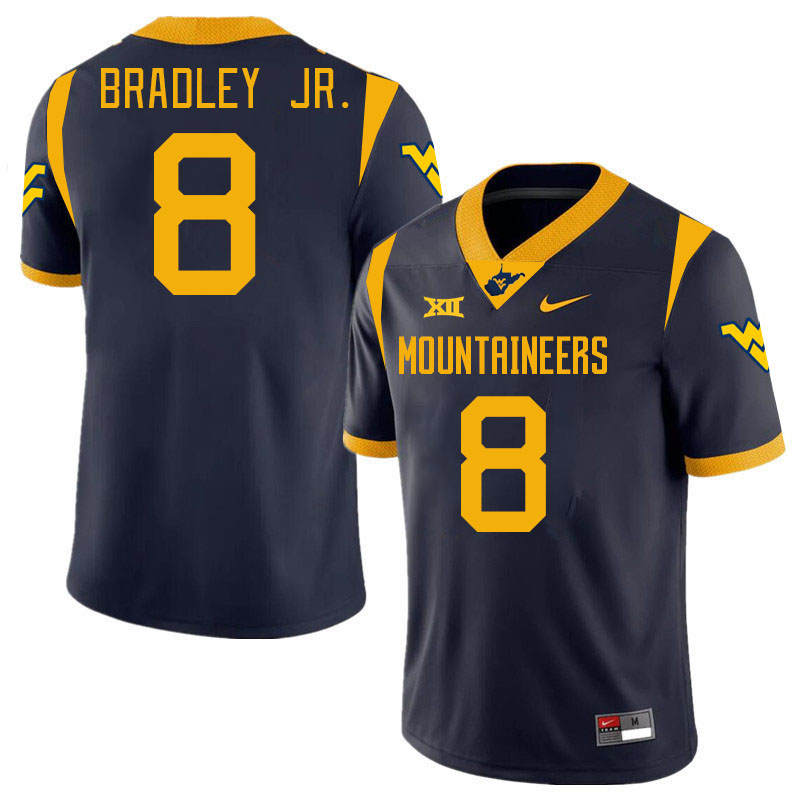 #8 Tyrin Bradley Jr. West Virginia Mountaineers College 2024 New Uniforms Football Jerseys Stitched Sale-Navy